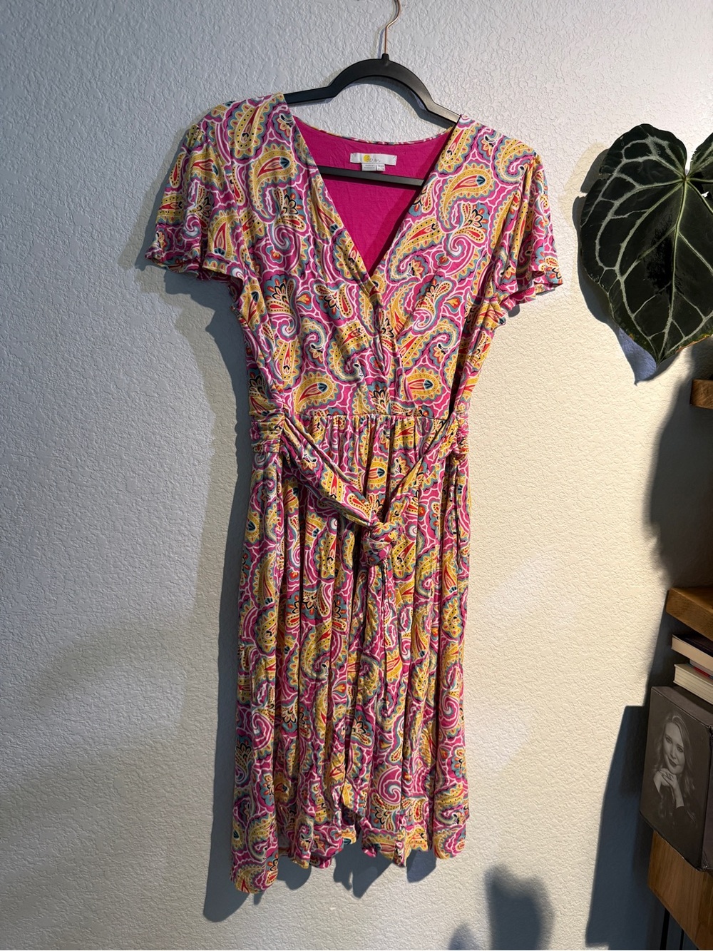 Boden Pink Paisley Partial Wrap Dress